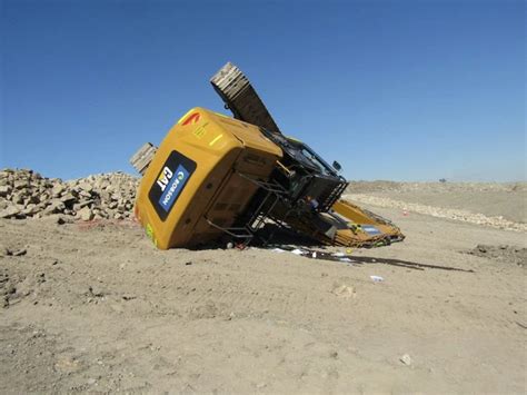 mini excavator tipped over|tipped over excavator repair.